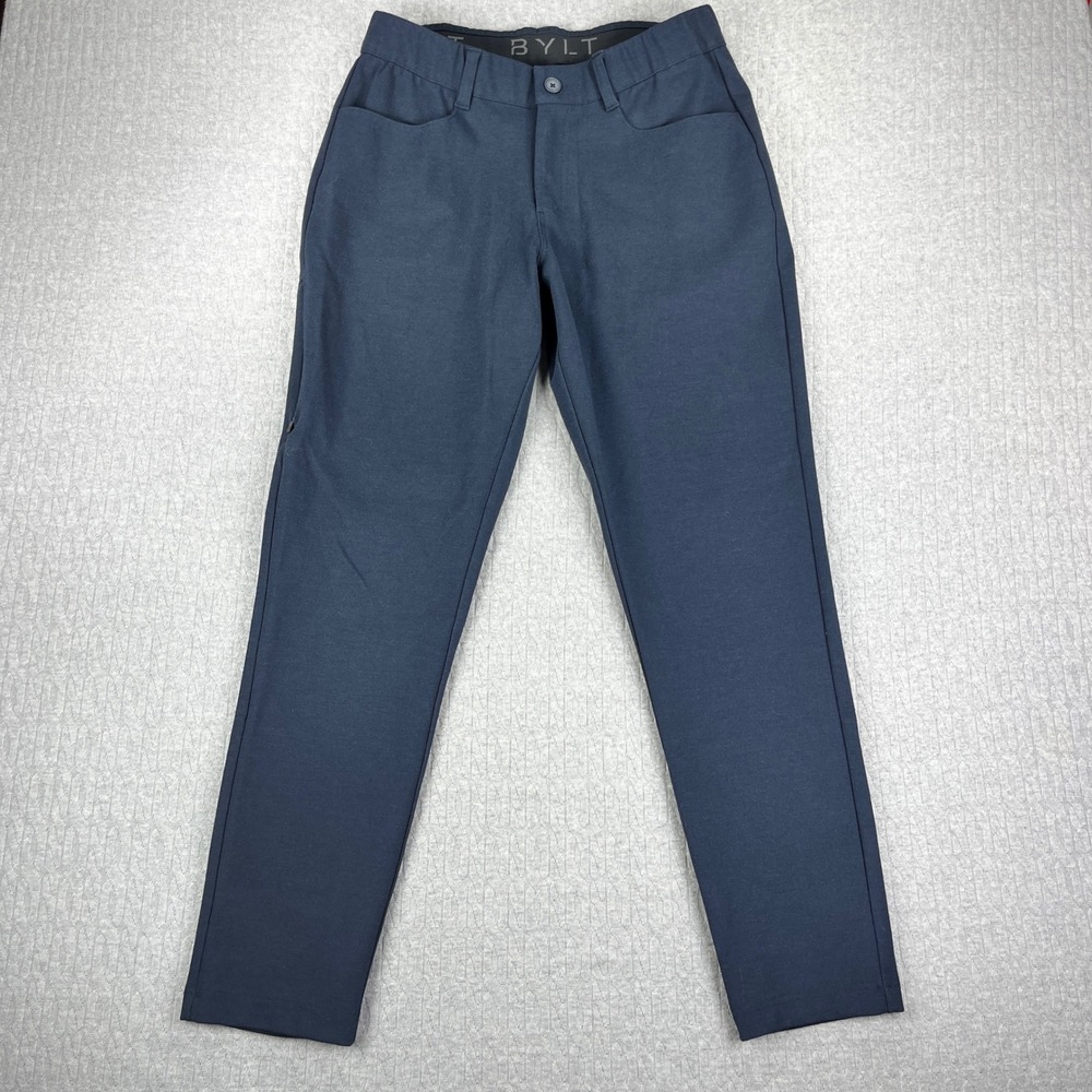 BYLT Everyday Pant Mens 31(29X29) Navy Blue Performance Stretch‎ Chino Trousers